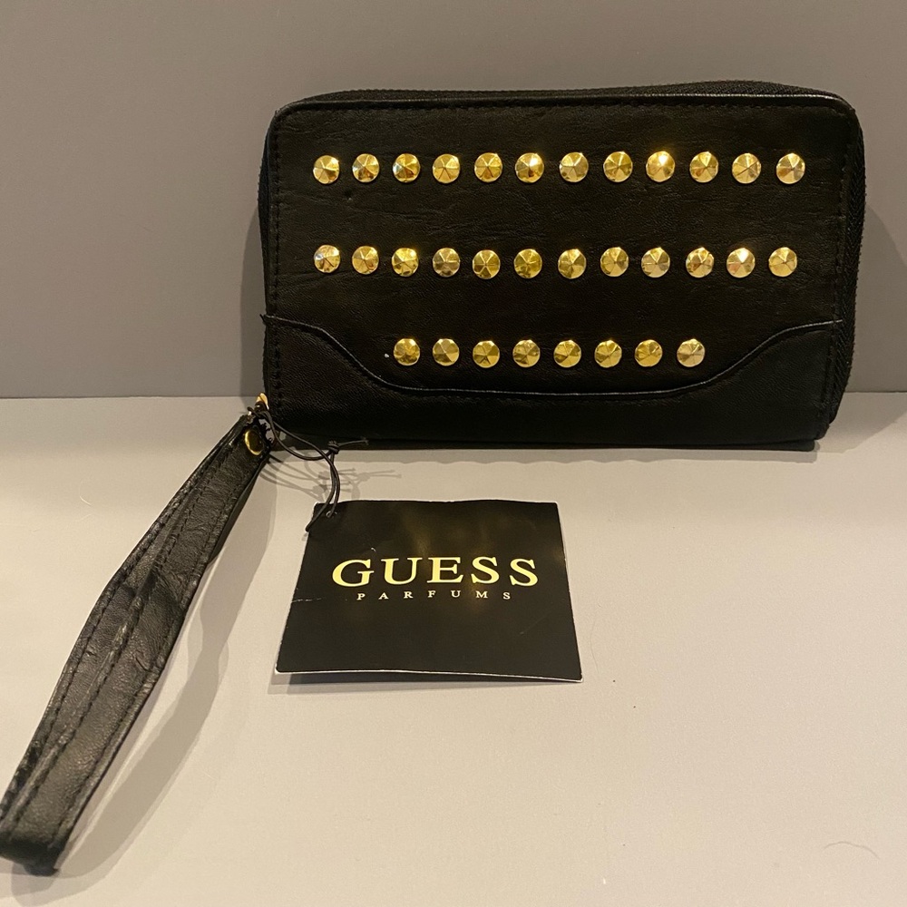 Guess Black Wristlet with Gold Accents